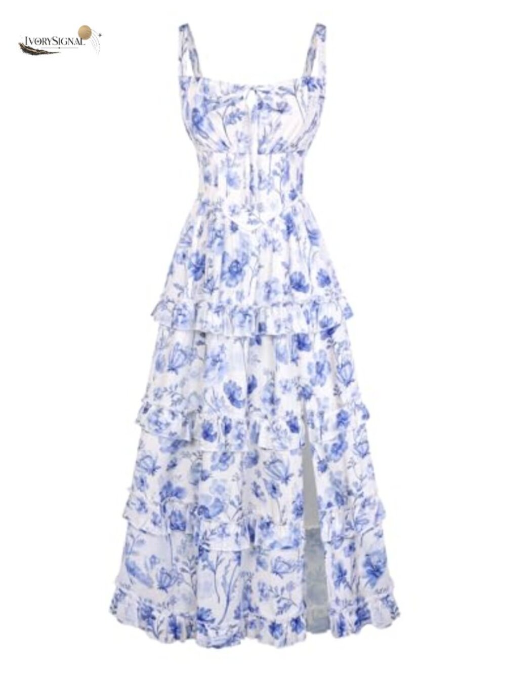 Women's Floral Corset Milkmaid Maxi Dress Cottagecore Sundress